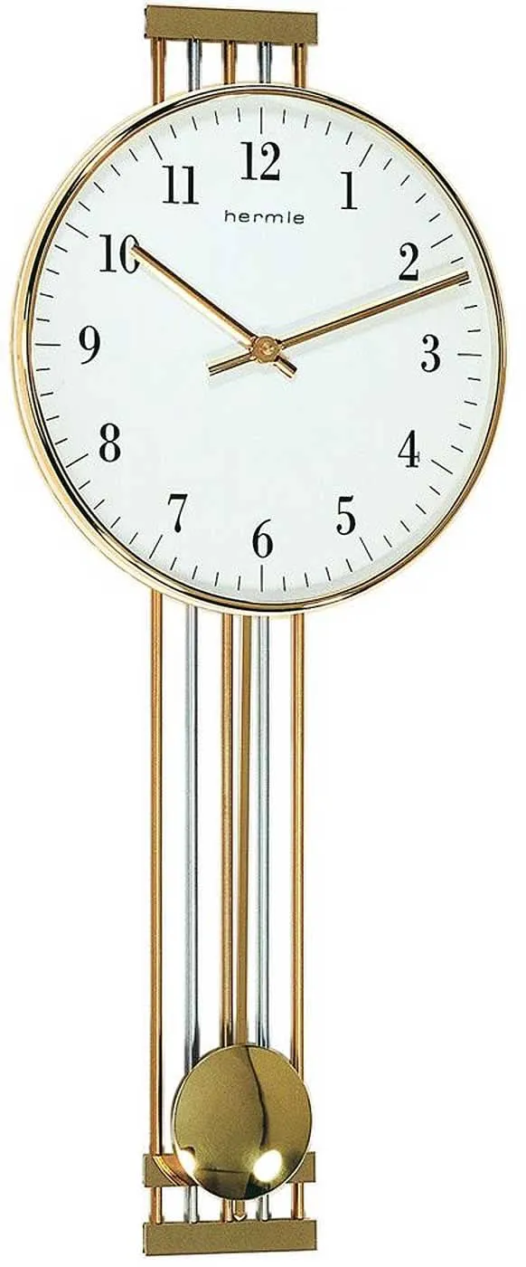 Hermle Wanduhr 56x24x7 cm Messing • Funkgesteuert • Messing Pendel