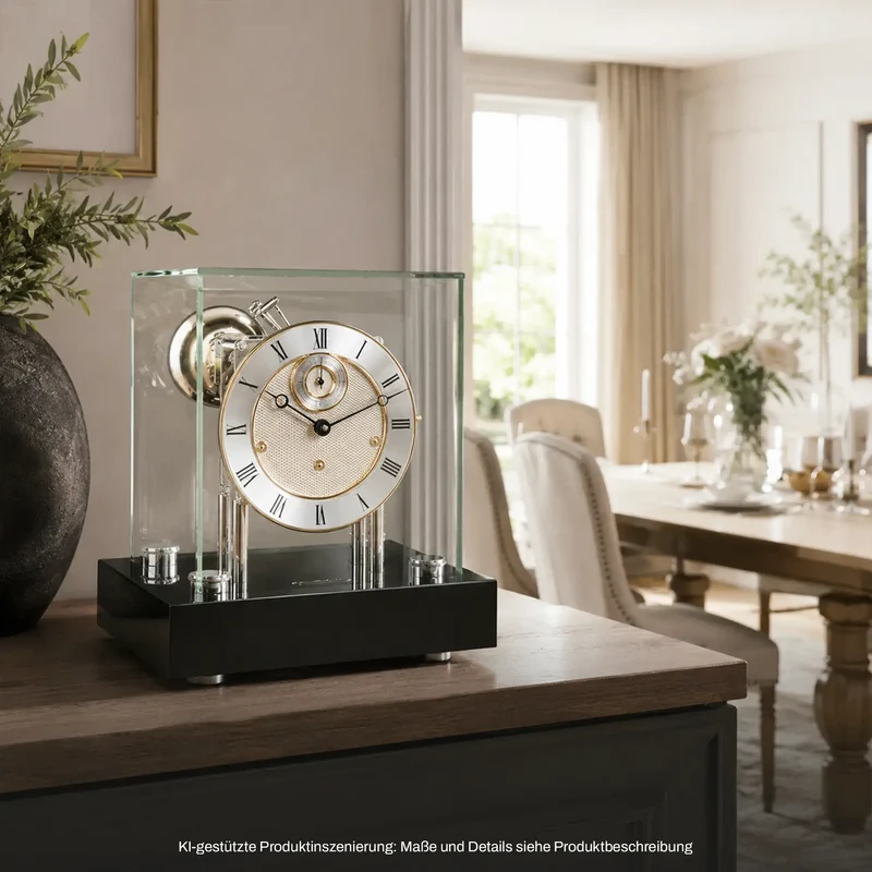 Hermle Tischuhr 30x25x21 cm Holz & Glas • Westminster Melodie • Modernes Design