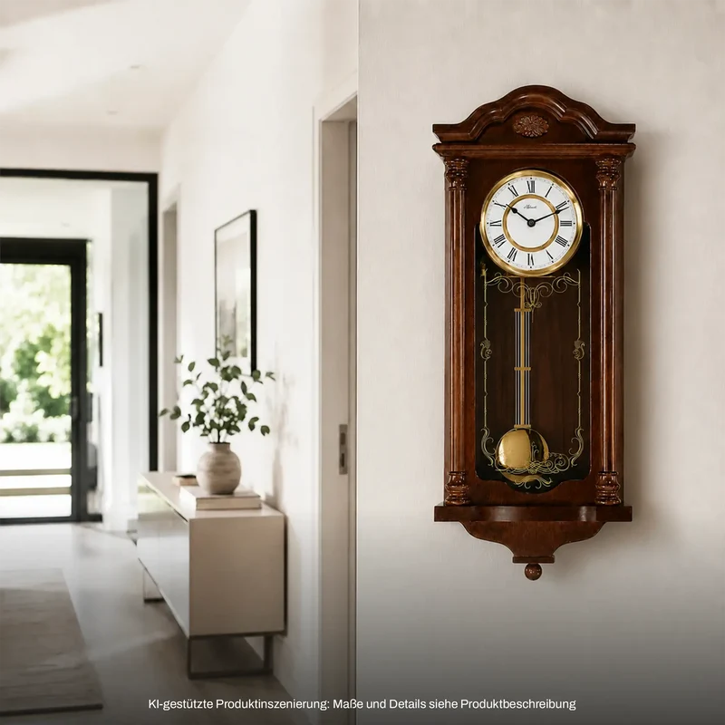 Hermle Wanduhr 68x29x11 cm Holz • Westminster Melodie • Automatische Nachtabschaltung
