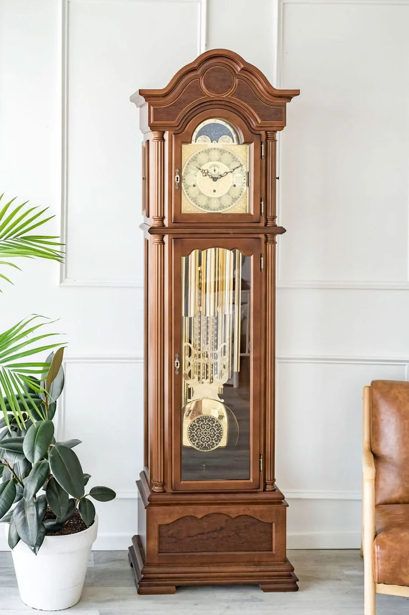 Hermle Standuhr 206x61x33 cm Holz • Mechanisches 8-Tage Uhrwerk • Dreifach-Schlagwerk