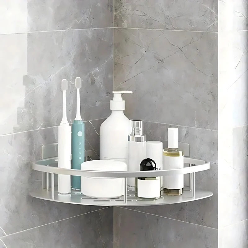 Aluminium Doucheplank met Gebogen Ontwerp – Zelfklevende Wandmontage voor Shampoo en Douchegels | Sansoti
