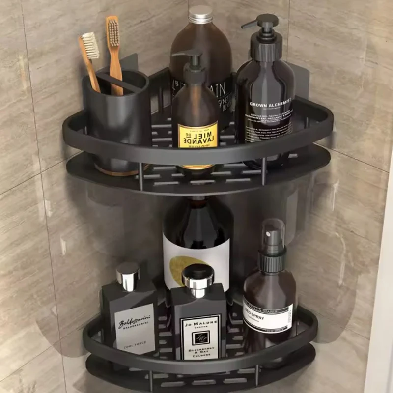 Aluminium Doucheplank met Gebogen Ontwerp – Zelfklevende Wandmontage voor Shampoo en Douchegels | Sansoti