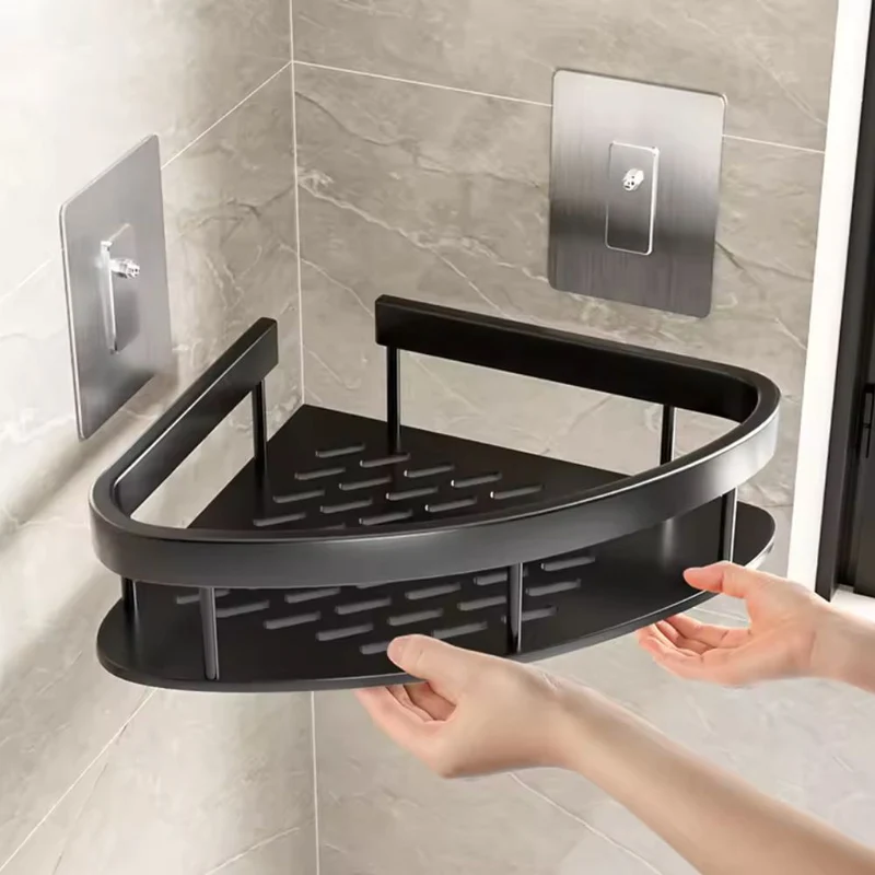 Aluminium Doucheplank met Gebogen Ontwerp – Zelfklevende Wandmontage voor Shampoo en Douchegels | Sansoti