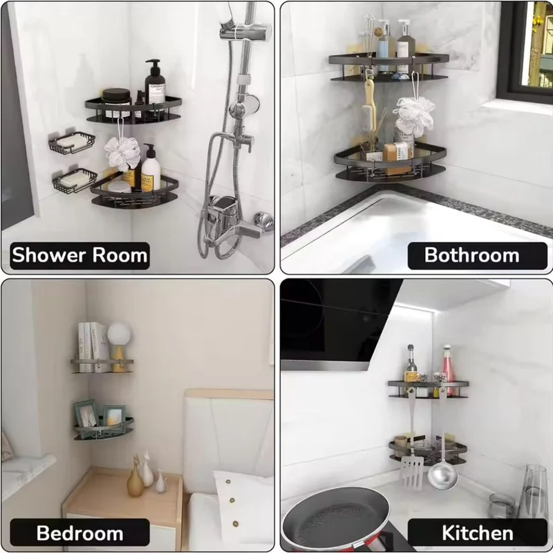 Aluminium Doucheplank met Gebogen Ontwerp – Zelfklevende Wandmontage voor Shampoo en Douchegels | Sansoti