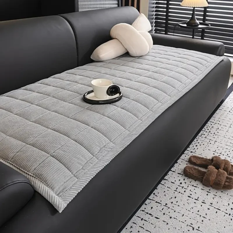 Gestoffeerde Bankhoes met Gequilte Textuur Antislip Meubelbescherming voor Moderne Woonkamer Interieur | Sansoti
