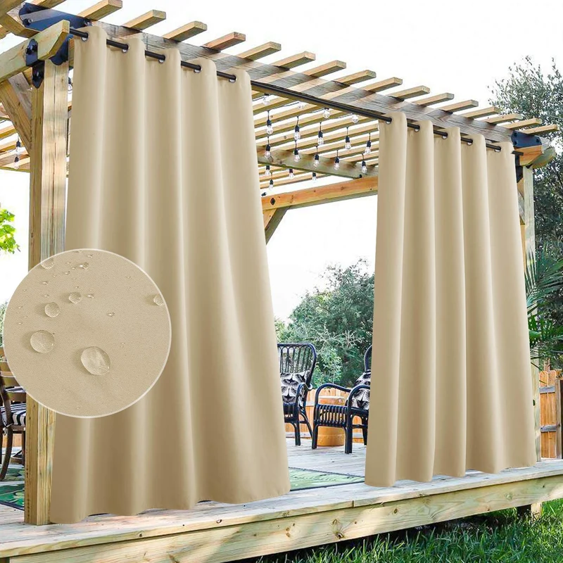 Waterdicht Terrasgordijn met Oogjes – 2 Panelen Outdoor Privacy UV-Bescherming Winddicht | Sansoti