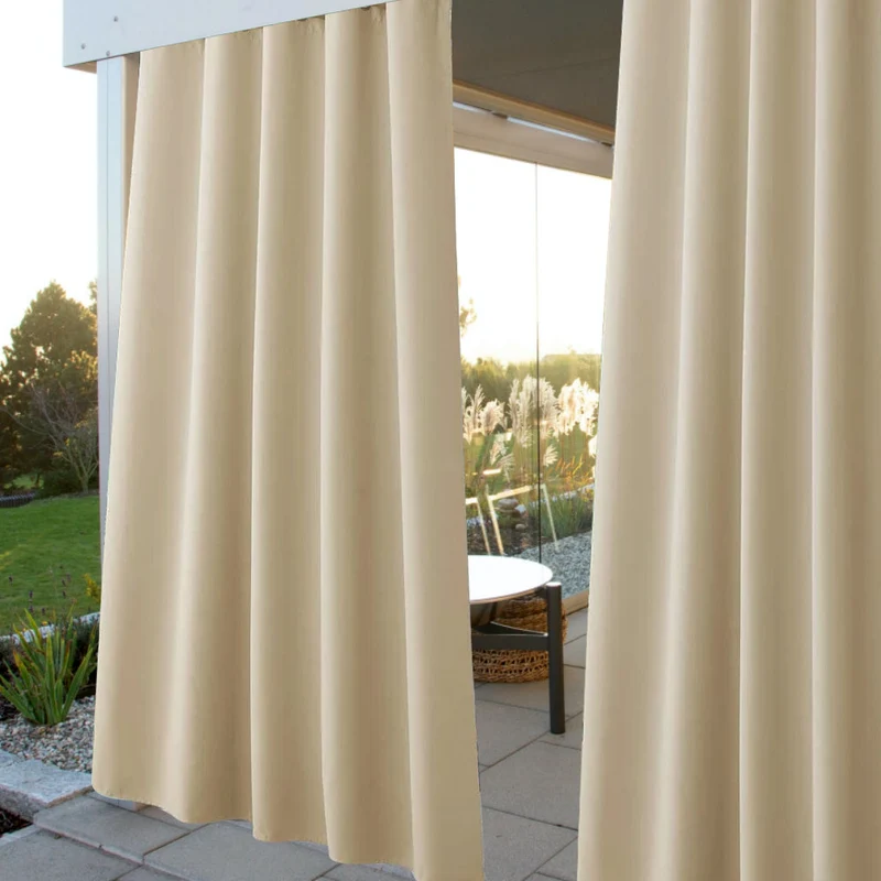 Waterdicht Terrasgordijn met Oogjes – 2 Panelen Outdoor Privacy UV-Bescherming Winddicht | Sansoti