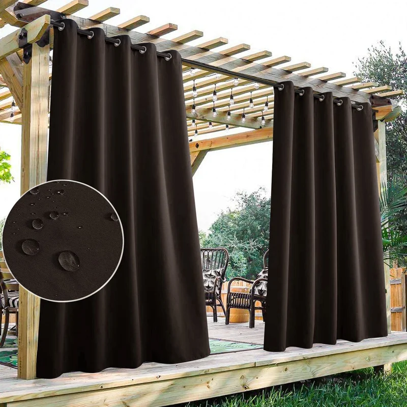 Waterdicht Terrasgordijn met Oogjes – 2 Panelen Outdoor Privacy UV-Bescherming Winddicht | Sansoti