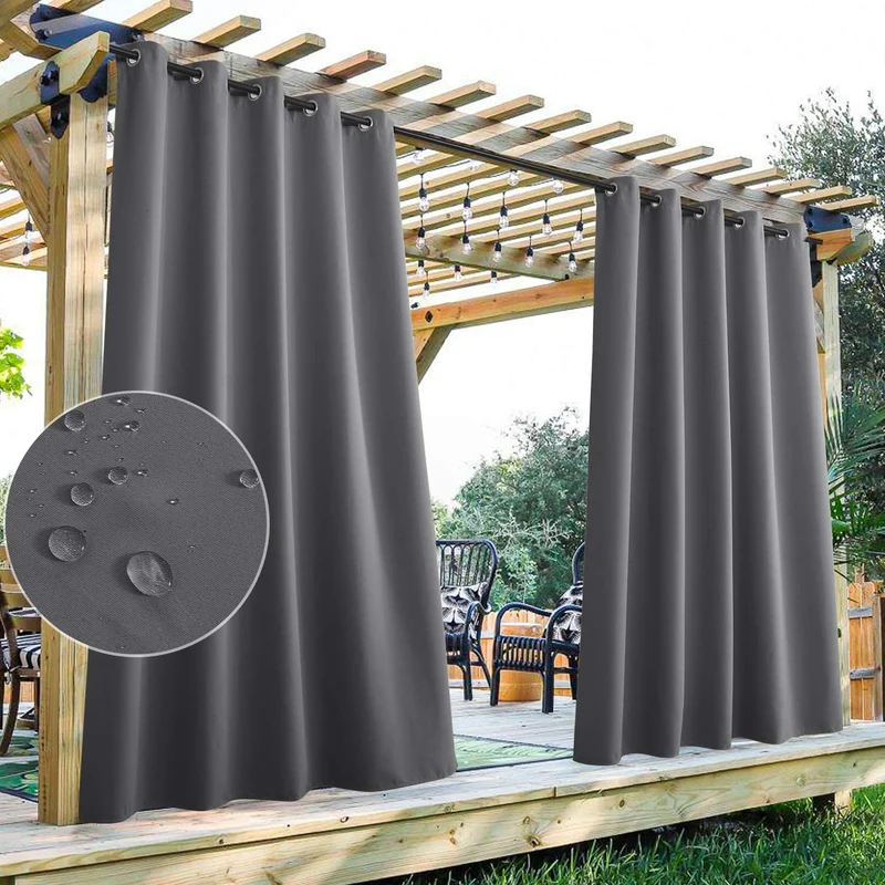 Waterdicht Terrasgordijn met Oogjes – 2 Panelen Outdoor Privacy UV-Bescherming Winddicht | Sansoti