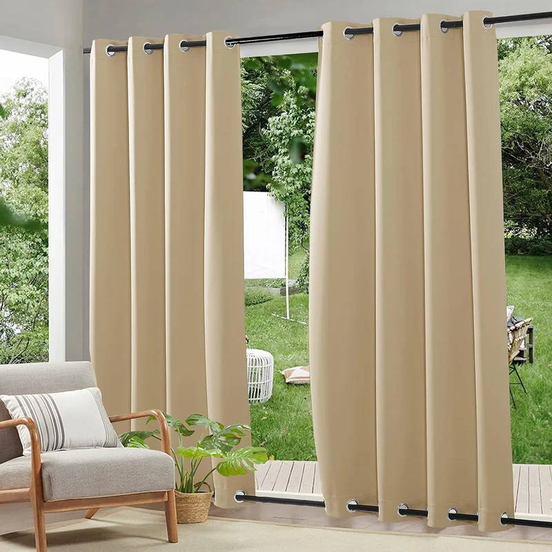 Windbestendige Buitengordijnen met Ringenbevestiging 1 Paneel voor Patio Terras Veranda | Sansoti