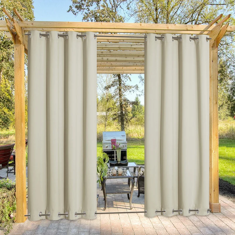 Windbestendige Buitengordijnen met Ringenbevestiging 1 Paneel voor Patio Terras Veranda | Sansoti