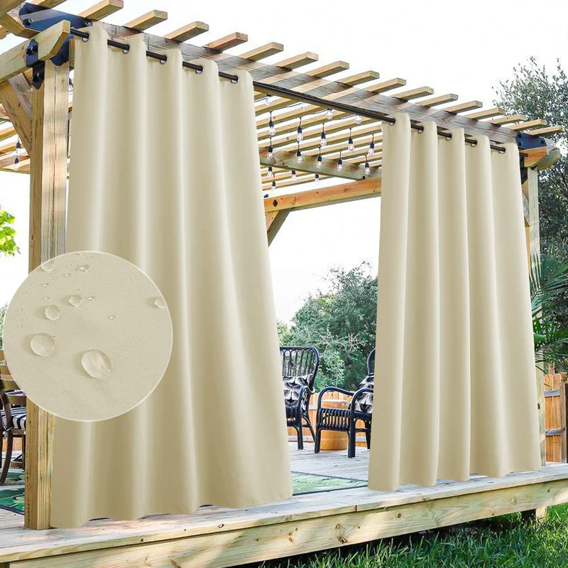 Waterdicht Outdoor Gordijn met Oogjes 1 Paneel – UV-Bescherming Terrasscherm Winddicht & Regenbestendig | Sansoti