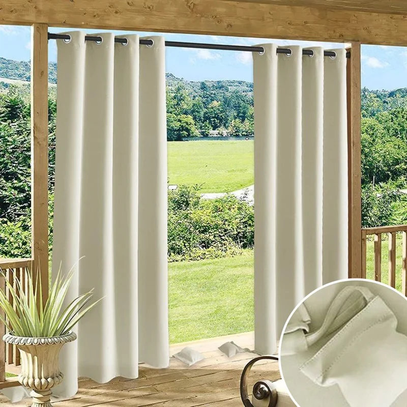 Waterdicht Outdoor Gordijn met Gewichtszakken – Blackout Privacy & UV-Bescherming voor Terras & Veranda | Sansoti