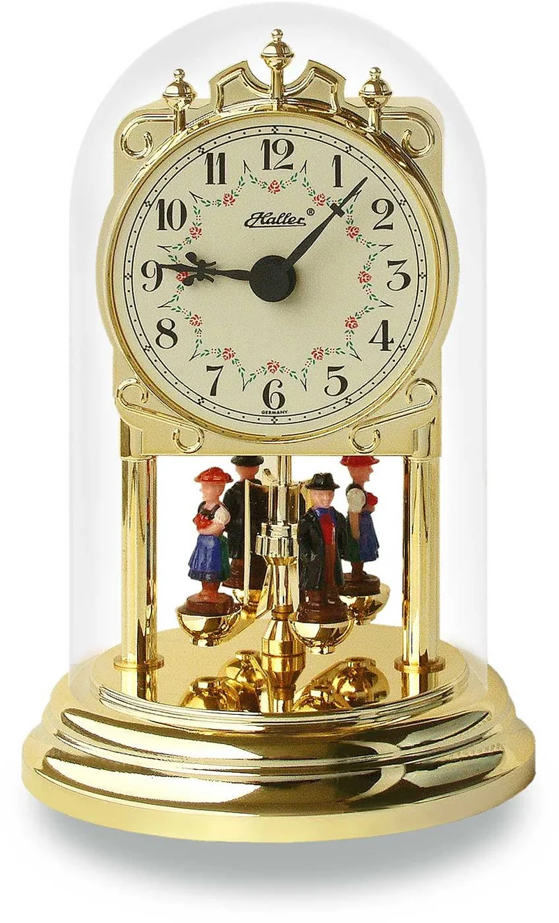Haller Tischuhr Messing • Quarz-Drehpendel • Nostalgischer Charme
