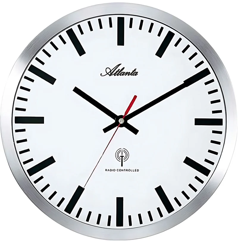 Atlanta Wanduhr 30 cm Ø Edelstahl • Funkgesteuert • Gut lesbar