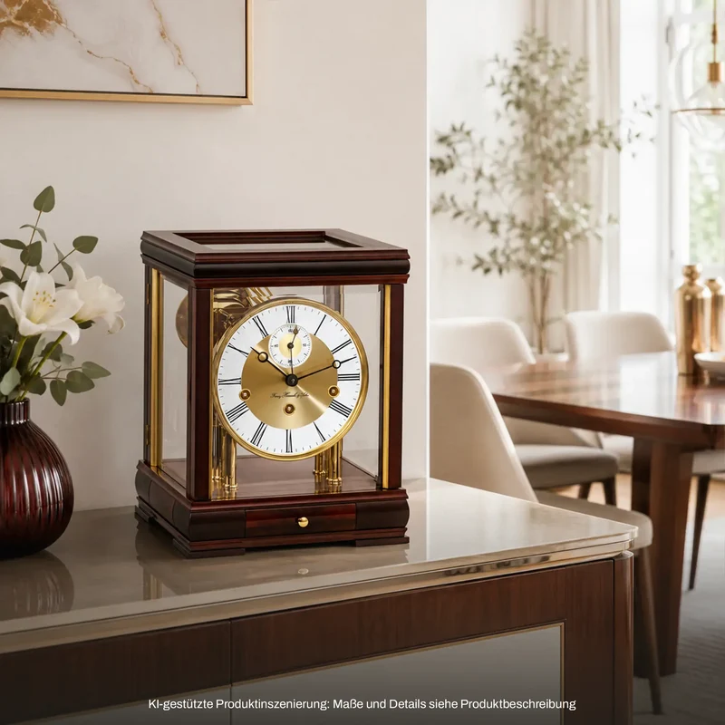 Hermle Tischuhr 30x23x21 cm Mahagoni • Westminster Schlagwerk • Edles Design