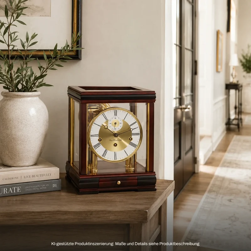 Hermle Tischuhr 30x23x21 cm Mahagoni • Westminster Schlagwerk • Edles Design