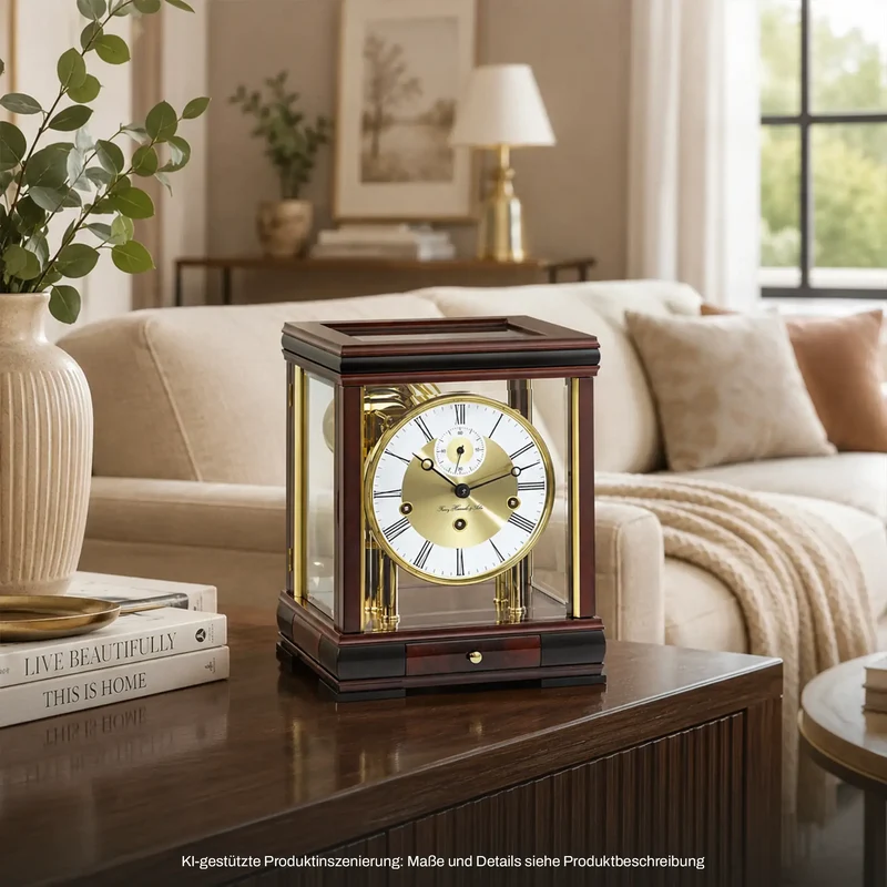 Hermle Tischuhr 30x23x21 cm Mahagoni • Westminster Schlagwerk • Edles Design