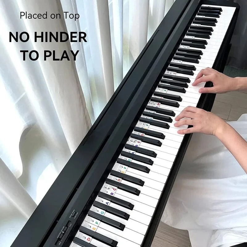 Siliconen Notenlabels voor Piano of Keyboard 88-Toetsen Verwijderbare Notenstickers met Dubbele Notenbalk voor Beginners en Kinderen | Sansoti