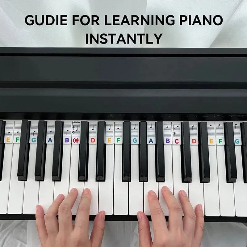 Siliconen Notenlabels voor Piano of Keyboard 88-Toetsen Verwijderbare Notenstickers met Dubbele Notenbalk voor Beginners en Kinderen | Sansoti