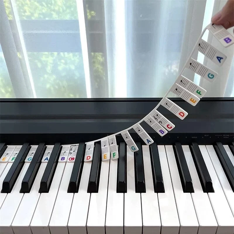 Siliconen Notenlabels voor Piano of Keyboard 88-Toetsen Verwijderbare Notenstickers met Dubbele Notenbalk voor Beginners en Kinderen | Sansoti