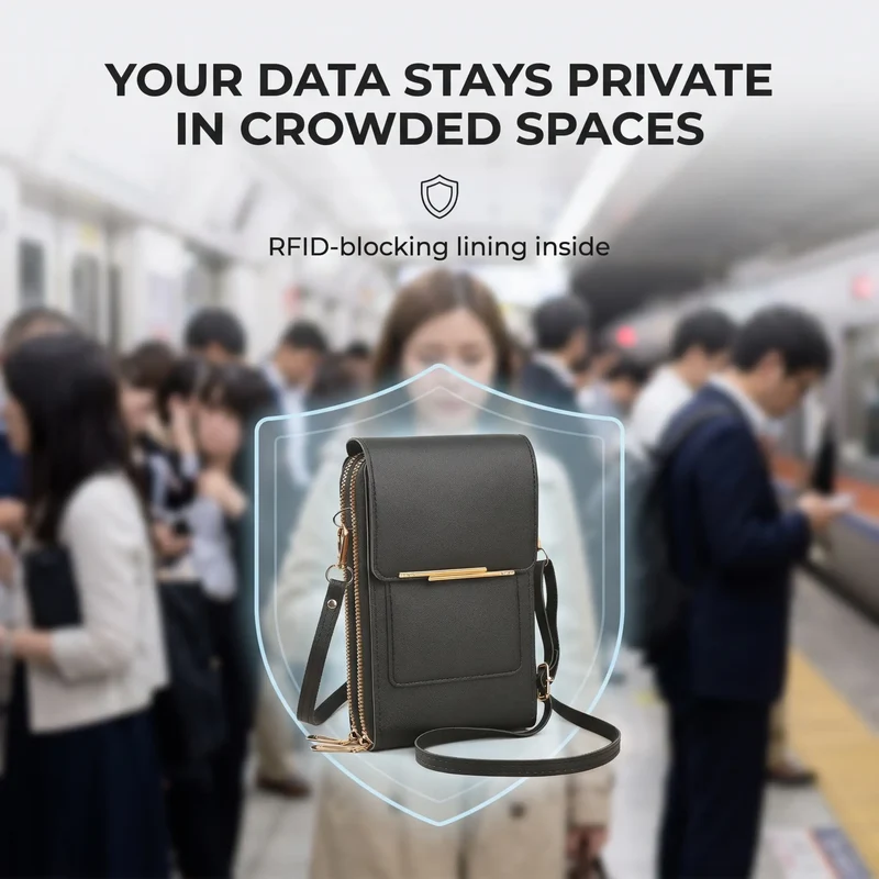 Crossbody Telefoontas met RFID-beveiliging | Waterdichte touchscreen-portemonnee | Verstelbare schoudertas voor smartphones tot 6,7 inch | Sansoti
