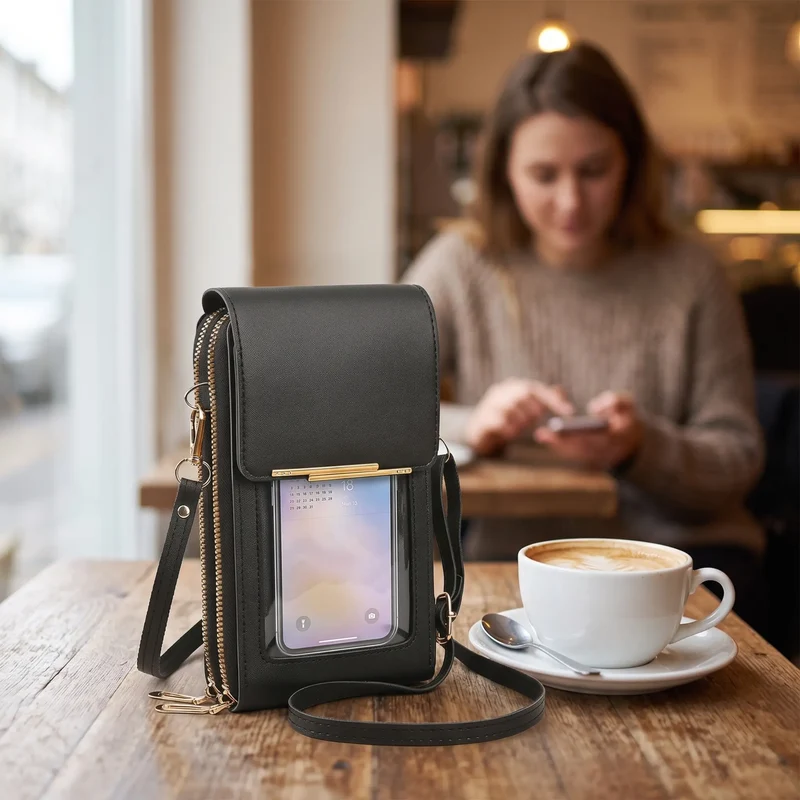 Crossbody Telefoontas met RFID-beveiliging | Waterdichte touchscreen-portemonnee | Verstelbare schoudertas voor smartphones tot 6,7 inch | Sansoti