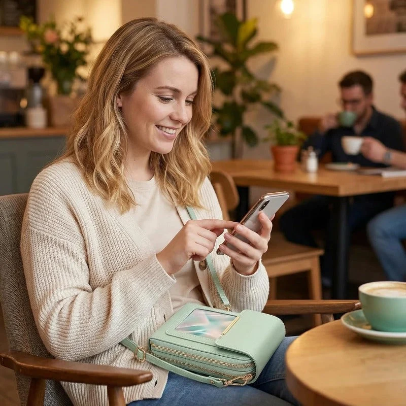 Crossbody Telefoontas met RFID-beveiliging | Waterdichte touchscreen-portemonnee | Verstelbare schoudertas voor smartphones tot 6,7 inch | Sansoti