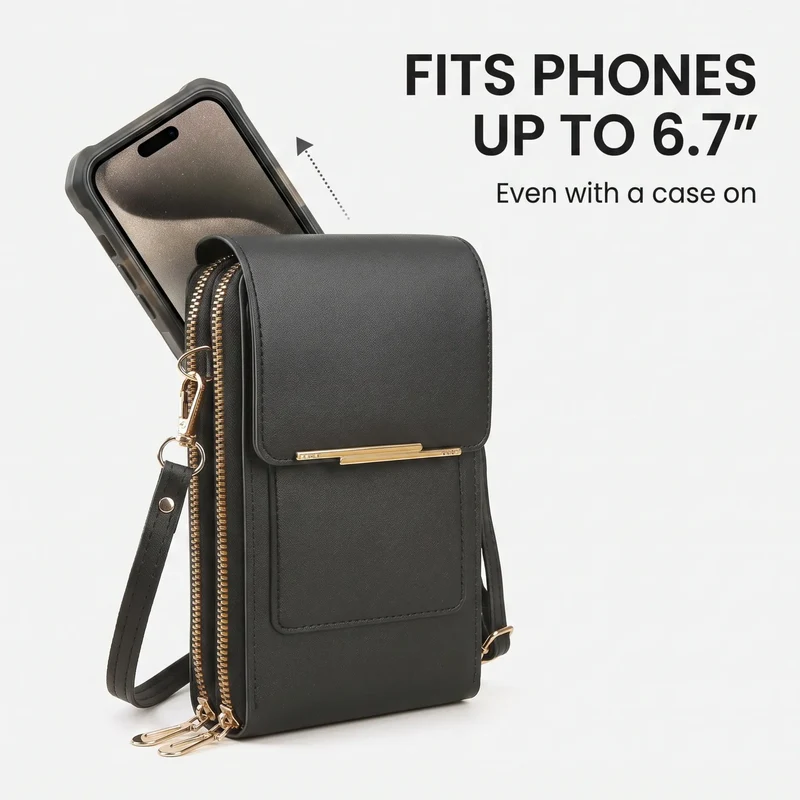 Crossbody Telefoontas met RFID-beveiliging | Waterdichte touchscreen-portemonnee | Verstelbare schoudertas voor smartphones tot 6,7 inch | Sansoti