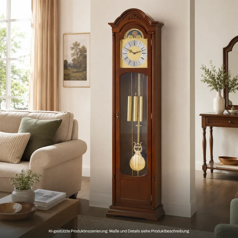 Hermle Standuhr 196x48,5x25 cm Holz • Westminster Glockenspiel • Mondphasenanzeige