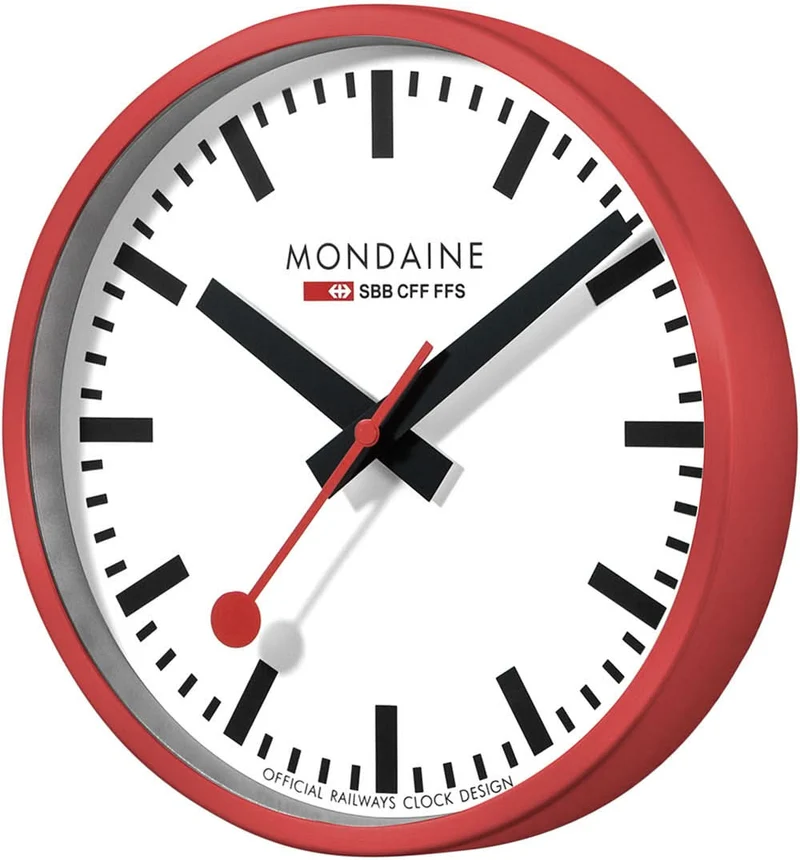 Mondaine Wanduhr 25 cm Ø Aluminium • Industrielles Design • Schweizer Qualität
