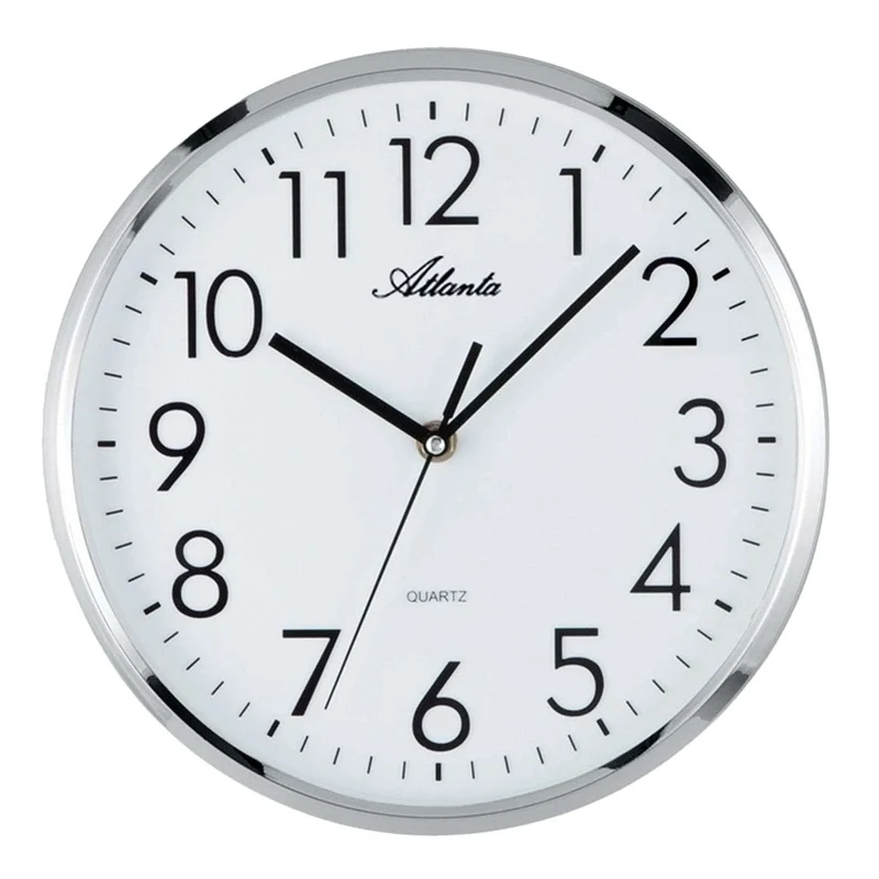 Atlanta Wanduhr 26 cm Ø Kunststoff • Lautloses Uhrwerk • Kriechsekunde