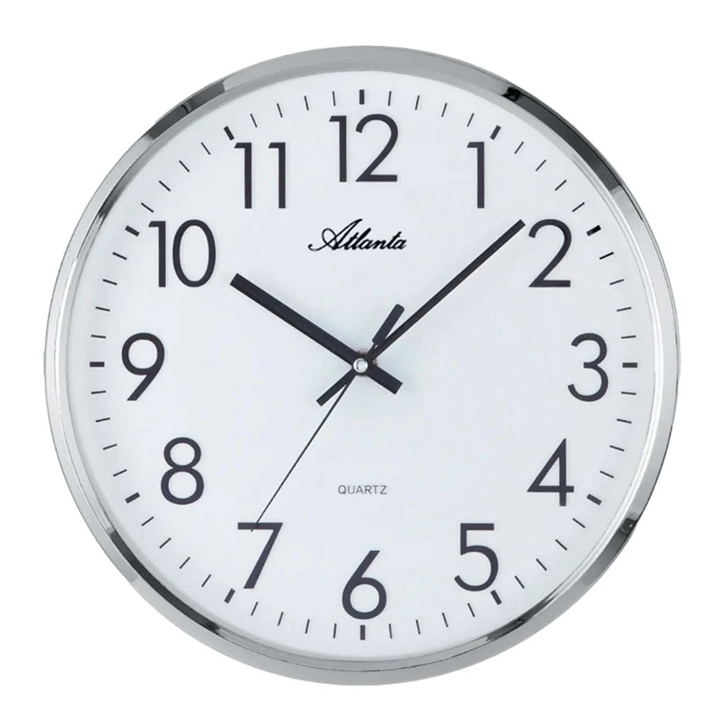 Atlanta Wanduhr 32 cm Ø Kunststoff • Geräuschloses Quarzwerk • Mit schleichender Sekunde