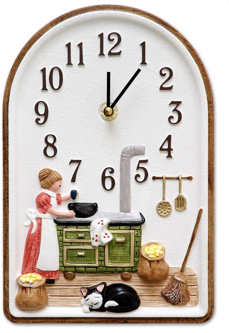 Terrastudio Wanduhr 25x16,5 cm Keramik • Handgefertigt in Deutschland • Nostalgisches Küchenmotiv