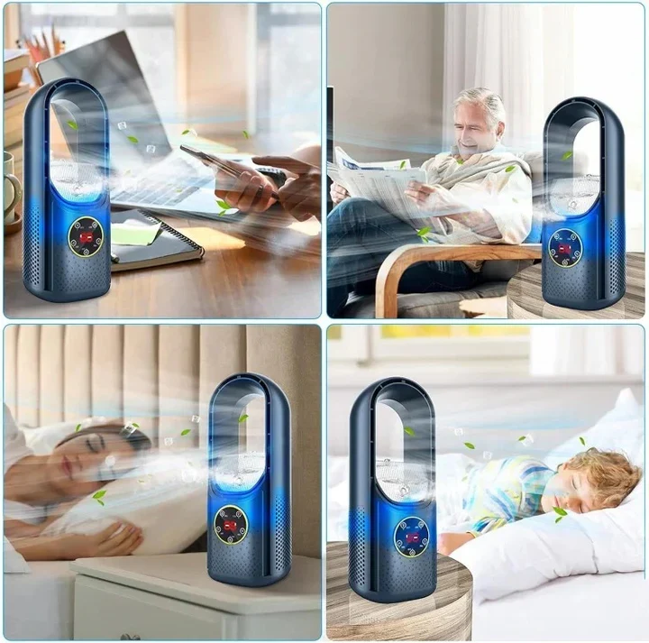 Bladloze Stille Draagbare Luchtkoeler Compacte Tafelventilator Modern Design Instelbare Snelheden Energiezuinig Thuis Kantoor | Sansoti