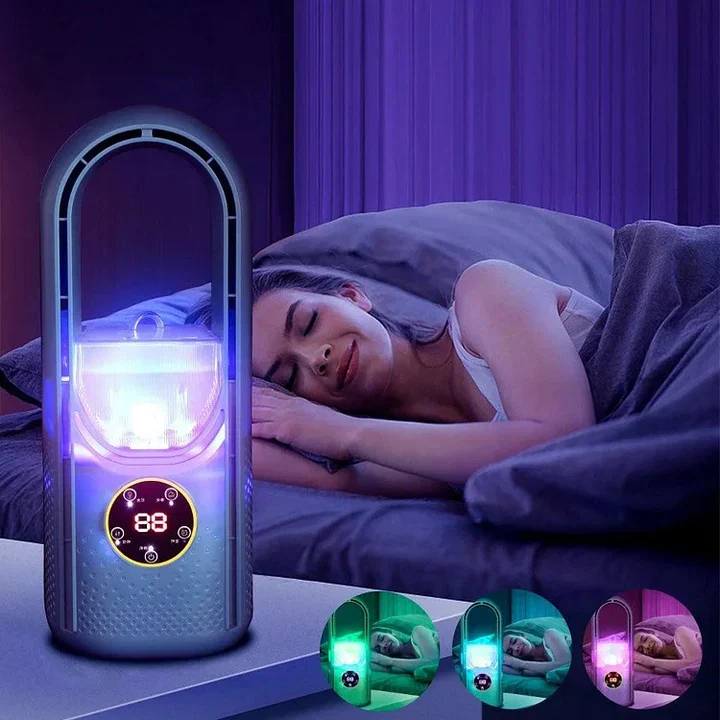 Bladloze Stille Draagbare Luchtkoeler Compacte Tafelventilator Modern Design Instelbare Snelheden Energiezuinig Thuis Kantoor | Sansoti