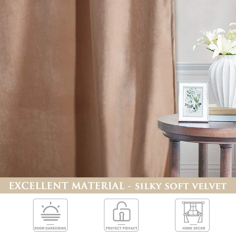 Luxe Fluwelen Verduisteringsgordijnen met Tunnel en Lussen - Set van 2 Panelen - Premium Velours Raamdecoratie voor Woonkamer en Slaapkamer | Sansoti