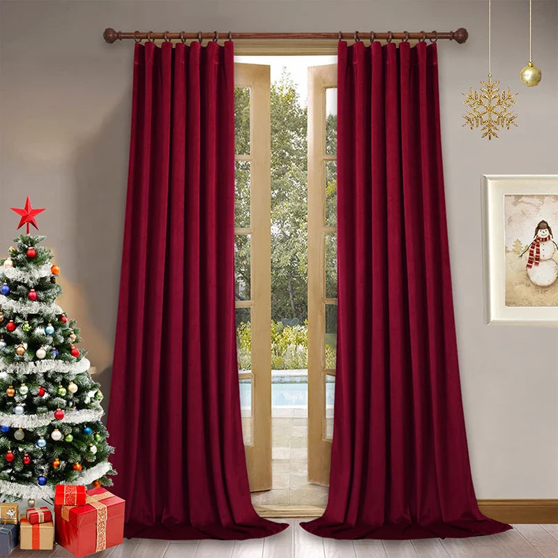 Luxe Fluwelen Verduisteringsgordijnen met Tunnel en Lussen - Set van 2 Panelen - Premium Velours Raamdecoratie voor Woonkamer en Slaapkamer | Sansoti