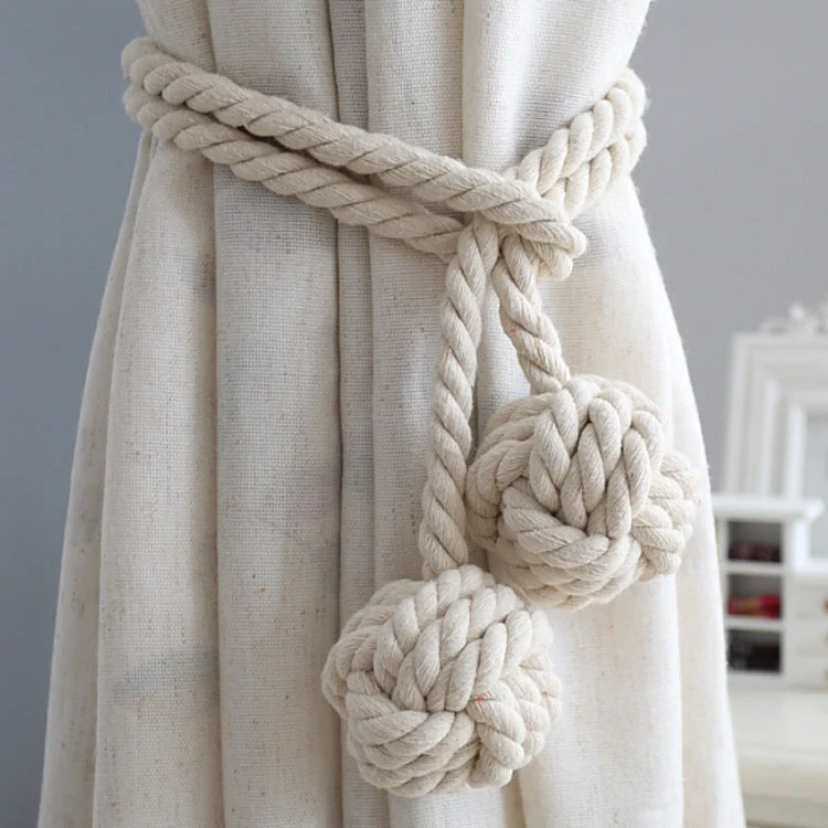 Macramé Gordijnhouders met Houten Stok – Handgeweven Katoenen Tie Backs voor Natuurlijke Boho Stijl | Sansoti