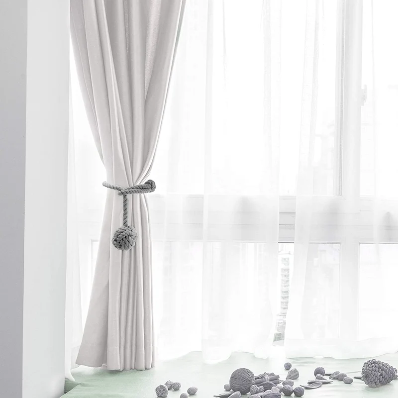 Macramé Gordijnhouders met Houten Stok – Handgeweven Katoenen Tie Backs voor Natuurlijke Boho Stijl | Sansoti