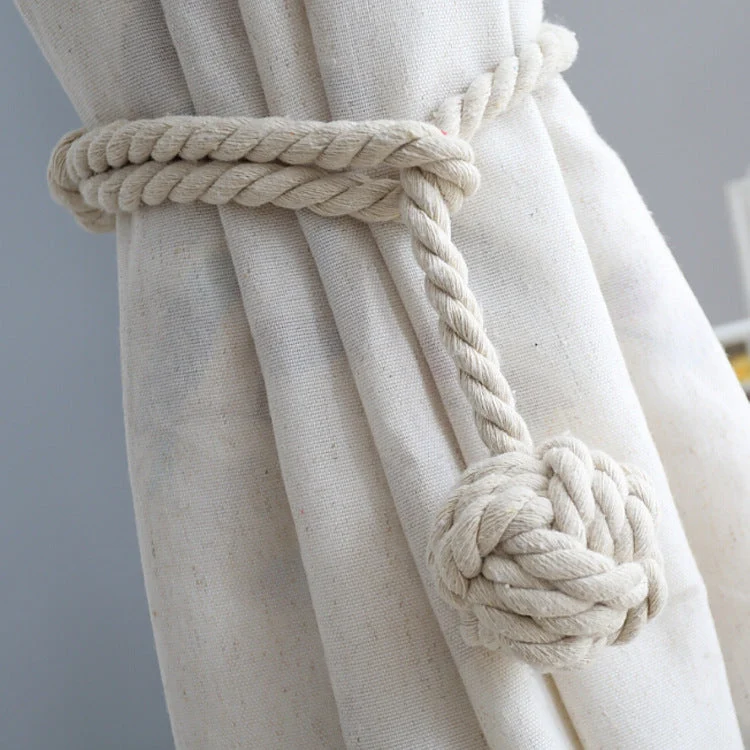 Macramé Gordijnhouders met Houten Stok – Handgeweven Katoenen Tie Backs voor Natuurlijke Boho Stijl | Sansoti