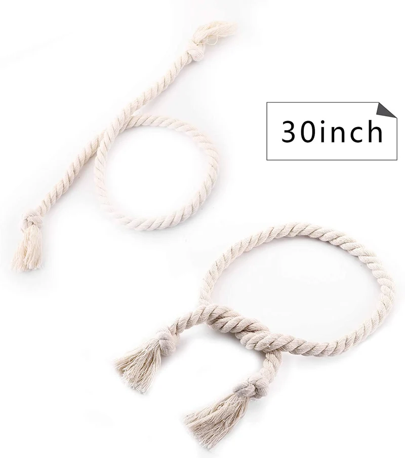 Macramé Gordijnhouders met Houten Stok – Handgeweven Katoenen Tie Backs voor Natuurlijke Boho Stijl | Sansoti