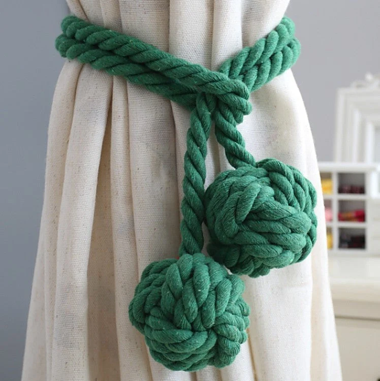 Macramé Gordijnhouders met Houten Stok – Handgeweven Katoenen Tie Backs voor Natuurlijke Boho Stijl | Sansoti