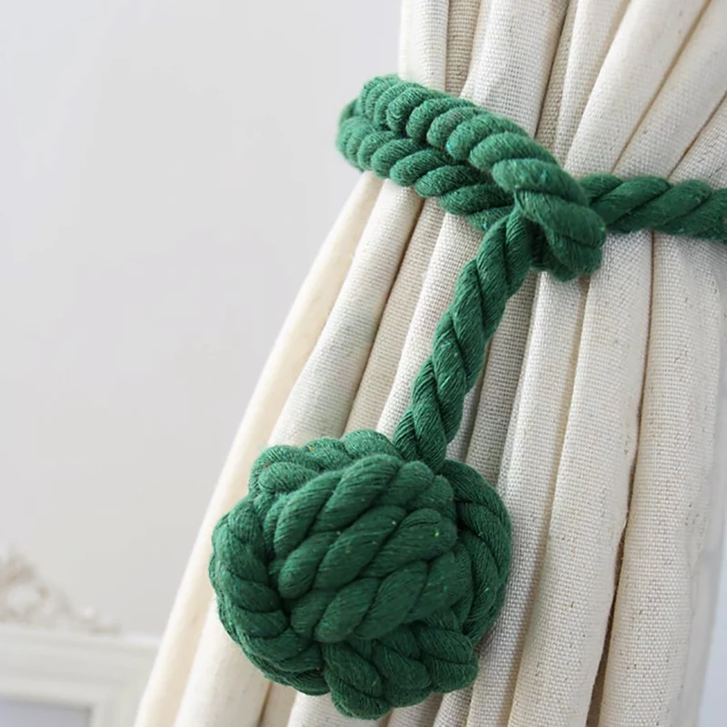 Macramé Gordijnhouders met Houten Stok – Handgeweven Katoenen Tie Backs voor Natuurlijke Boho Stijl | Sansoti