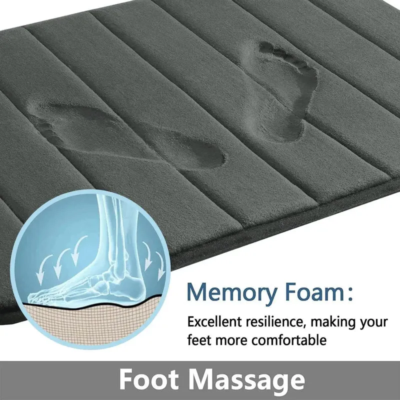 Fluwelen Memory Foam Badmatten Set van 3 Stuks – Waterabsorberend Antislip Badkamertapijt met Zachte Badmat voor Toilet en Douche | Sansoti