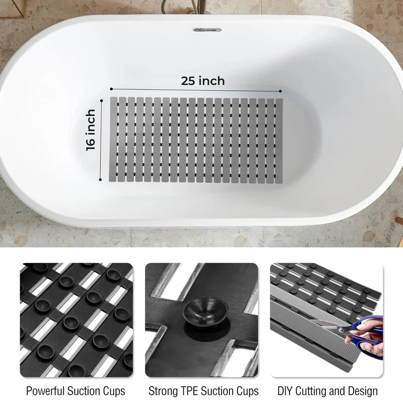 Antislip Badmat met Zuignappen en Drainagegaten 40×63 cm voor Veilig Douchen | Sansoti