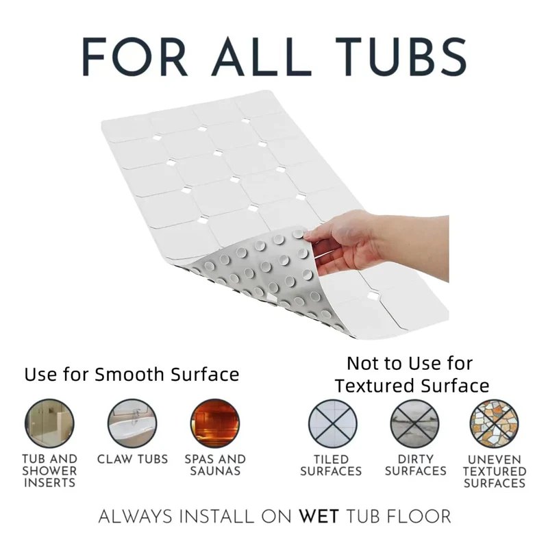 Opvouwbare Antislip Badmat met Zuignappen Siliconen Badkamermat Douche en Bad | Sansoti