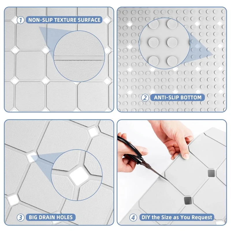 Opvouwbare Antislip Badmat met Zuignappen Siliconen Badkamermat Douche en Bad | Sansoti