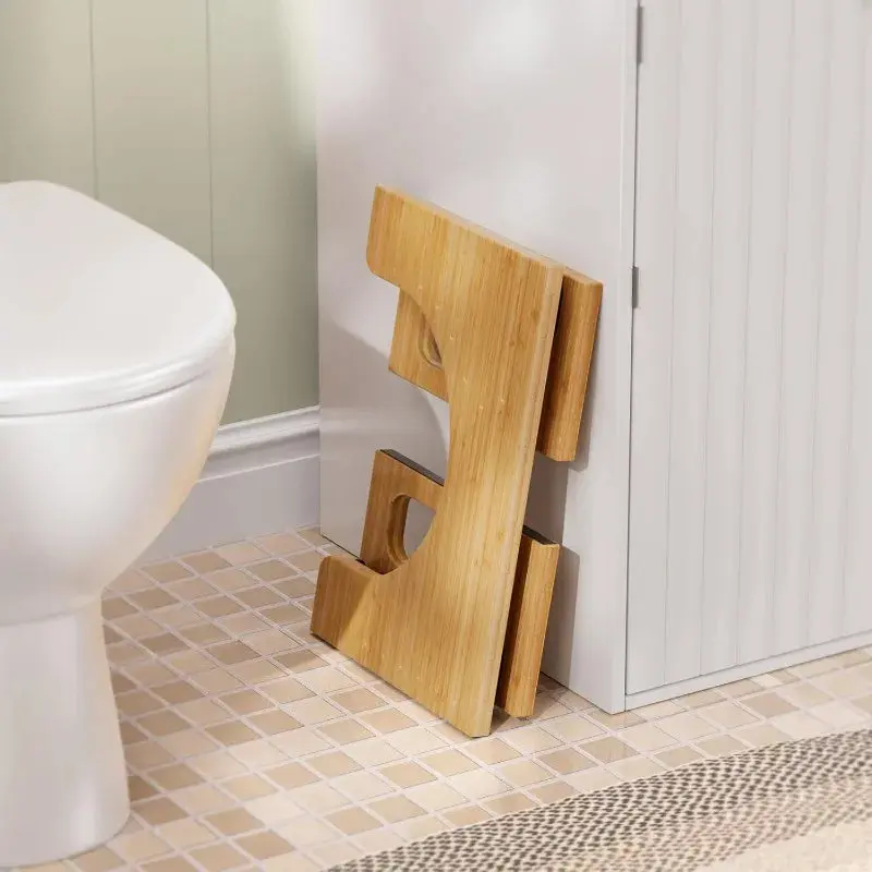 Inklapbare Bamboe Toiletsteun met Antislip Voetjes 41×27×18cm voor Stabiele Houding en Comfort | Sansoti