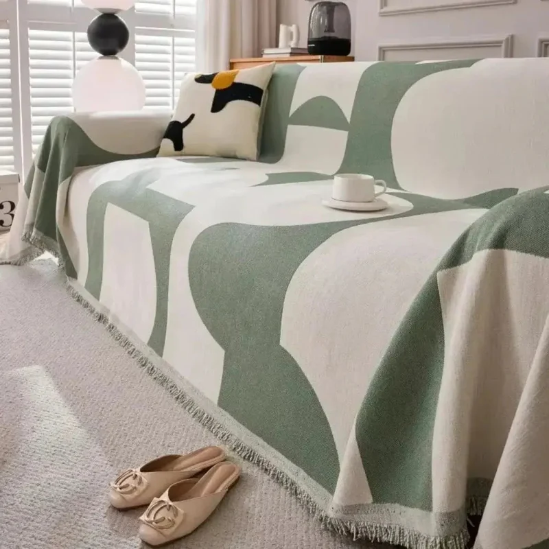 Zachte Chenille Plaid Bankdeken – Geruit Patroon – Lichtgewicht Deken voor Sofa en Slaapkamer | Sansoti